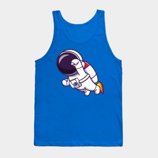 Astronaut Flying With Rocket Cartoon Tank Top